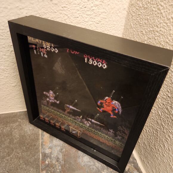 Pixel Frames - Ghosts 'N Goblins The Red Arremer 9" x 9" Shadow Box Art - Capcom - Picture 4 of 4